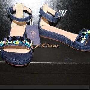 J Crew Embellished Platform Sandals size 7 in Navy